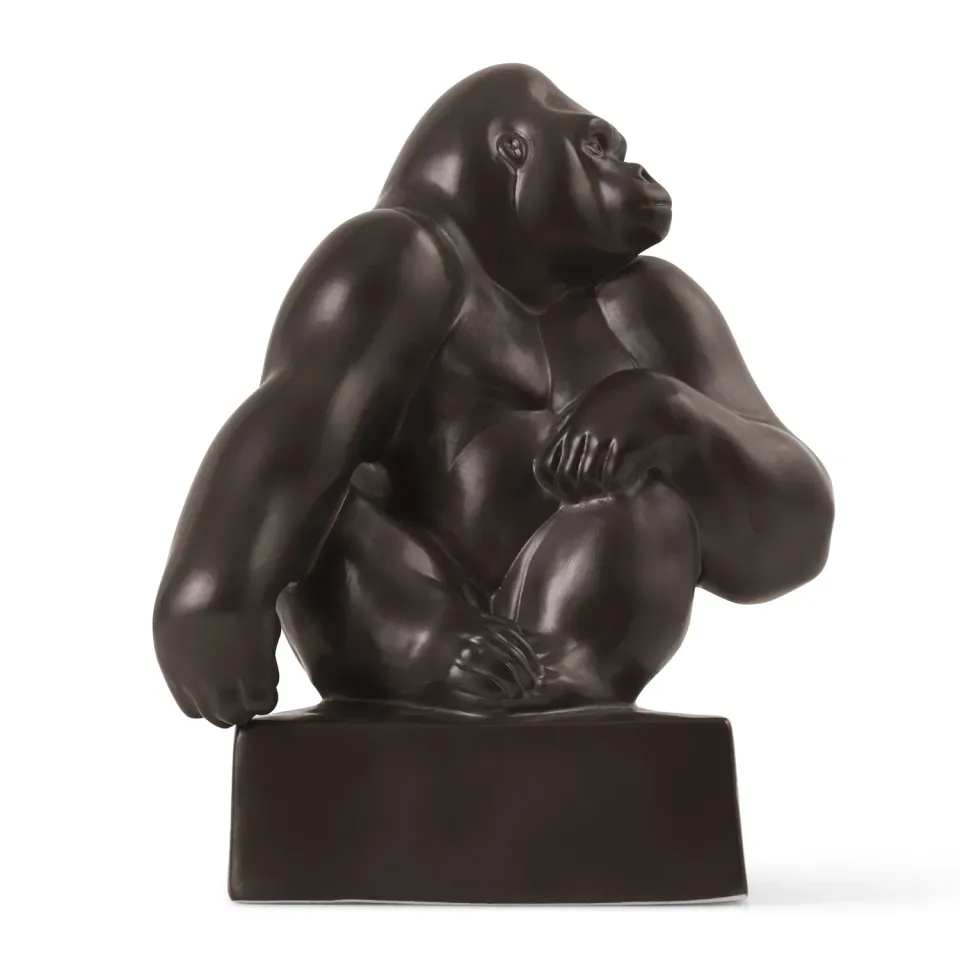 Kgl. Porcelæn Figurer gorilla 20 cm grafit porcelænsfigur