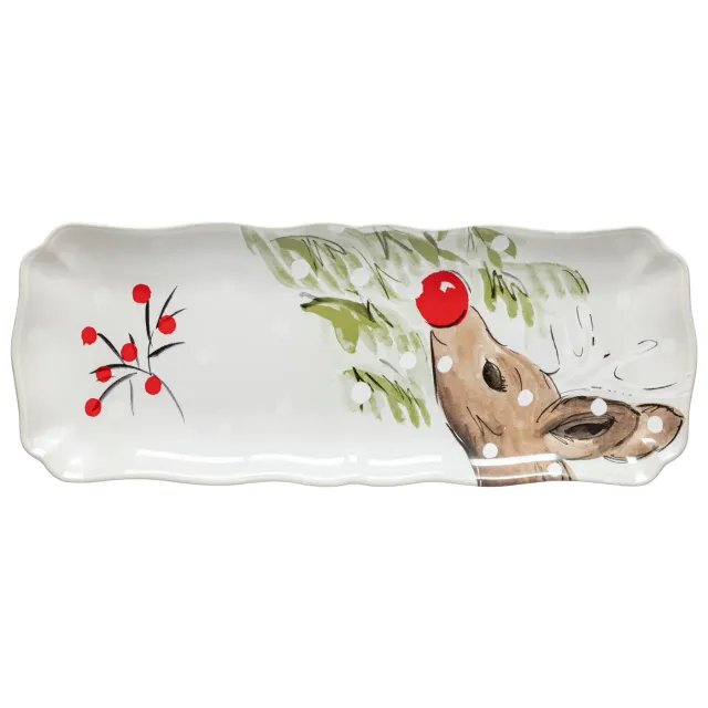 Costa Nova Deer Friends fad rektangulært hvidt blankt