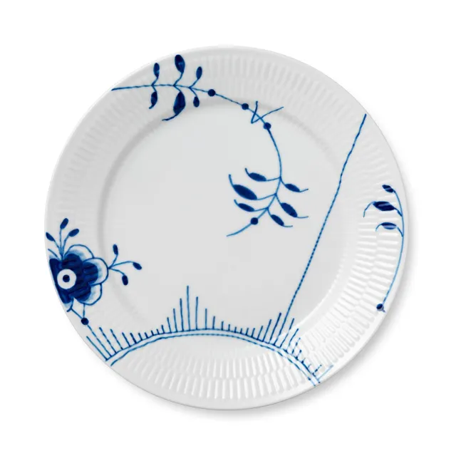 Kgl. Porcelæn Blå Mega Riflet tallerken 27 cm dekoration 2