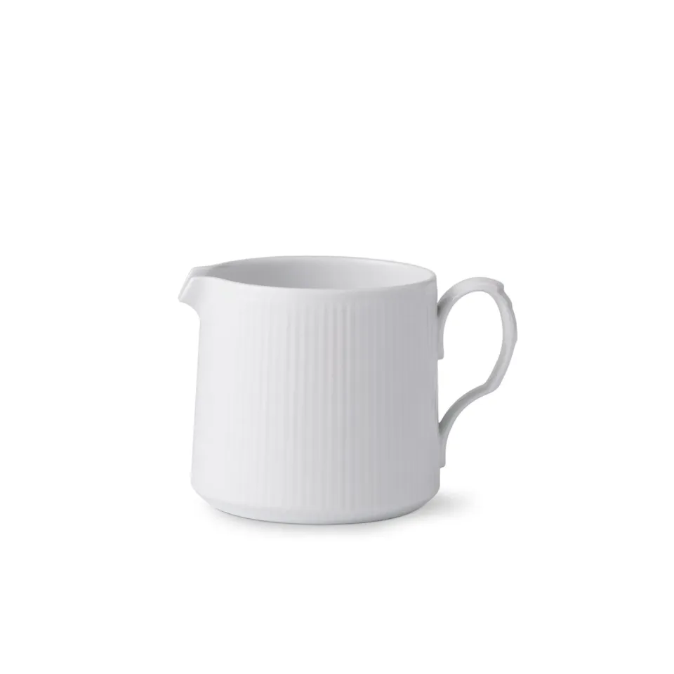 Kgl. Porcelæn Hvid Riflet kande 70 cl mælkekande