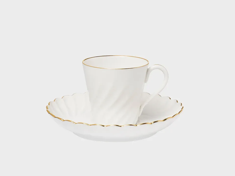 Nymphenburg Gerippt espressokop hvid med guldkant