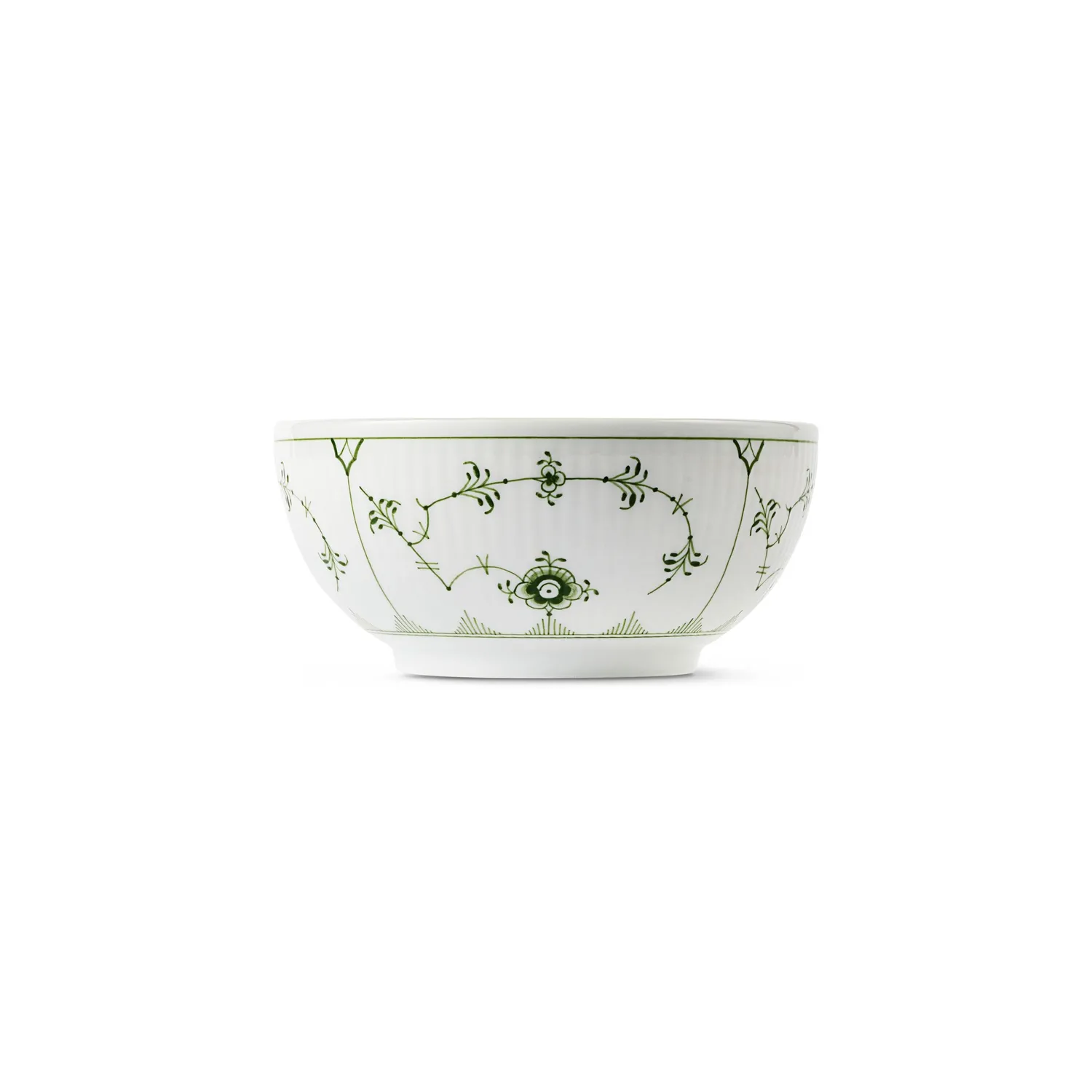Royal Copenhagen Grøn Musselmalet Riflet skål 47 cl
