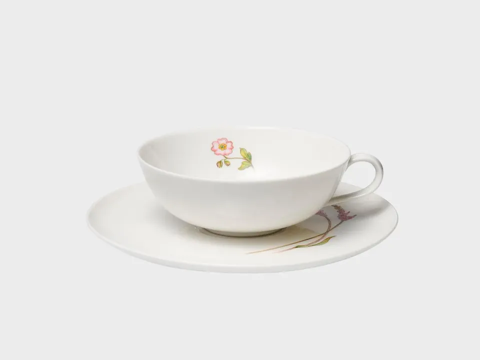 Nymphenburg Lotos tetasse Sommergräser bemalet
