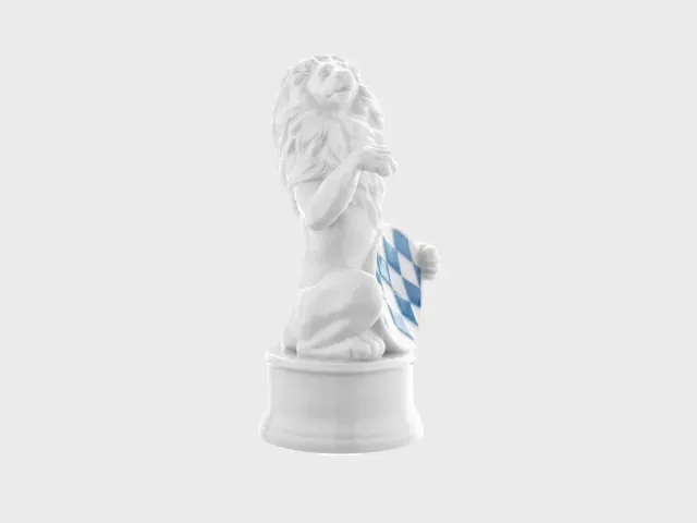 Nymphenburg Løwe porcelænsfigur diskret bemalet