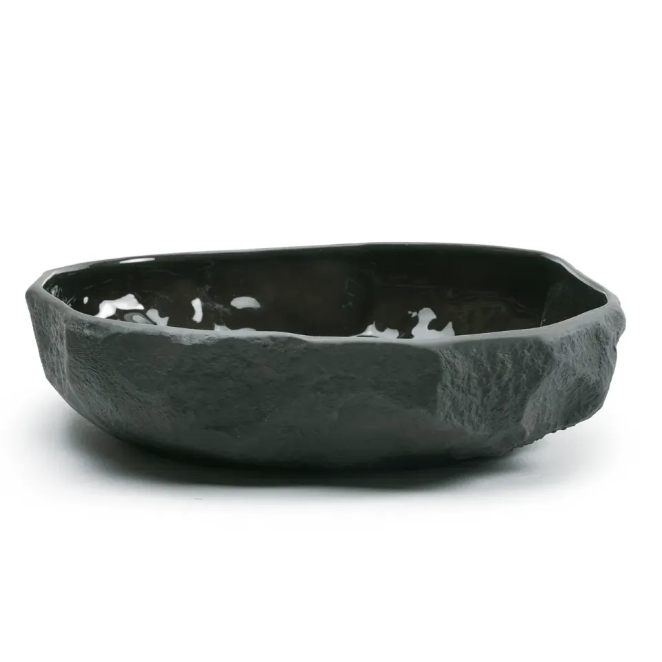 1882-Ltd Crockery Black Large flad skål sort stentøj