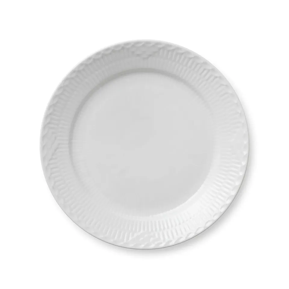 Kgl. Porcelæn Hvid Halvblonde tallerken 25 cm blondekant