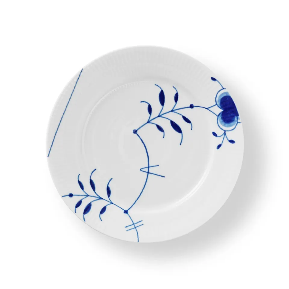 Kgl. Porcelæn Blå Mega Riflet tallerken 22 cm dek. 9