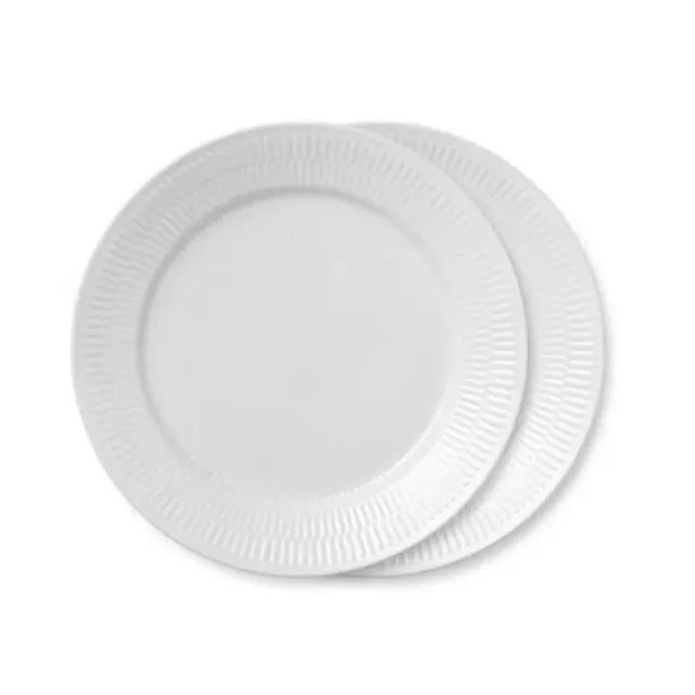 Royal Copenhagen Hvid Riflet tallerken 27 cm 2 stk hvid