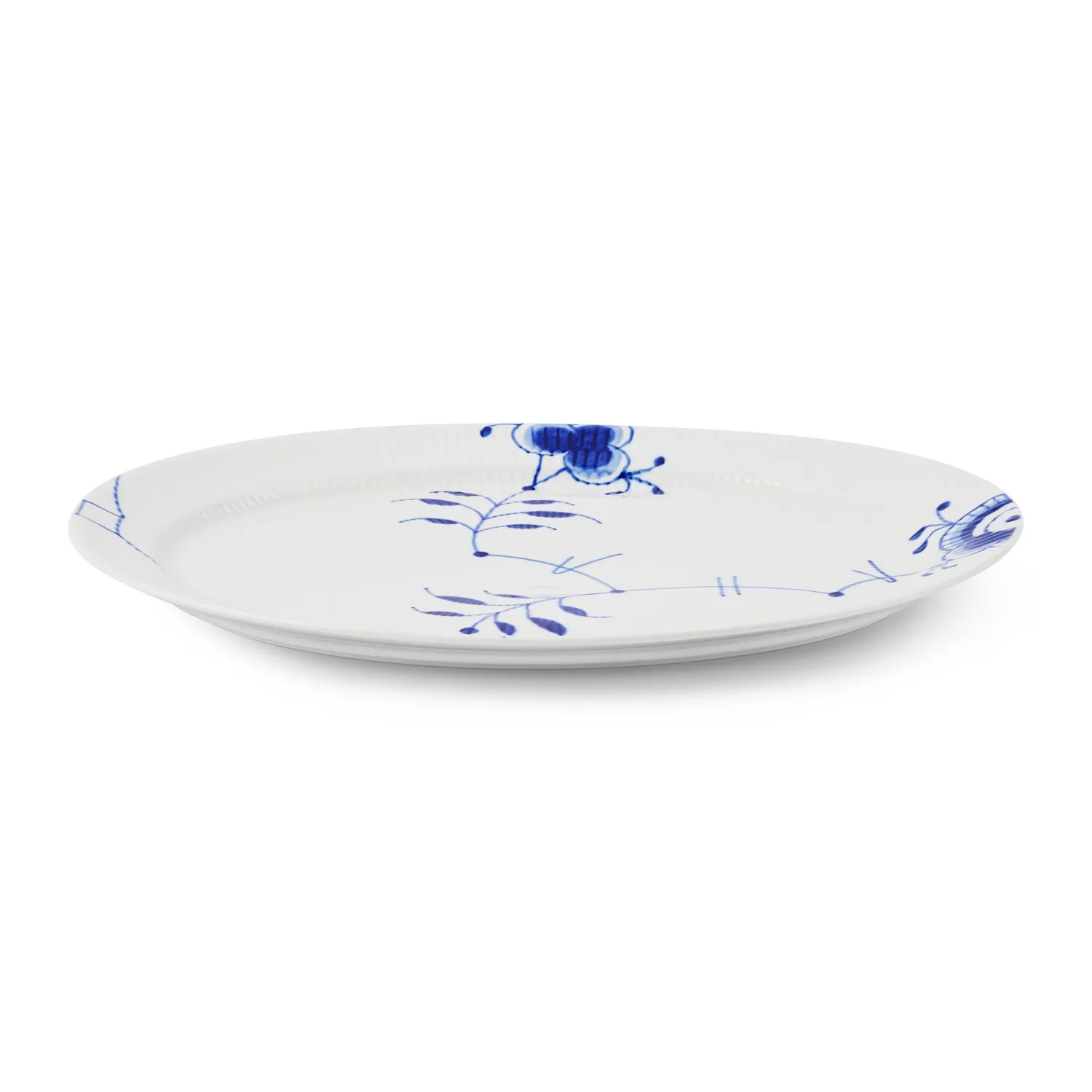 Royal Copenhagen Blå Mega Riflet fad 35 cm ovalt