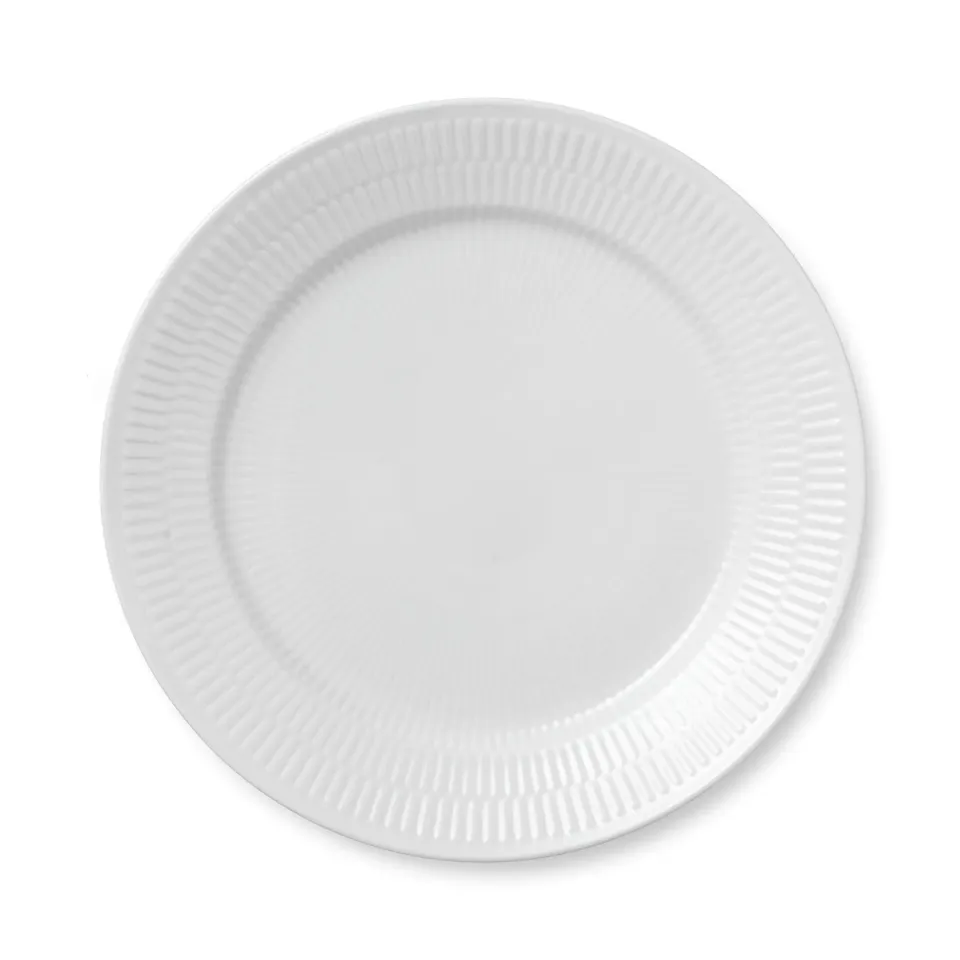 Kgl. Porcelæn Hvid Riflet tallerken 27 cm flad