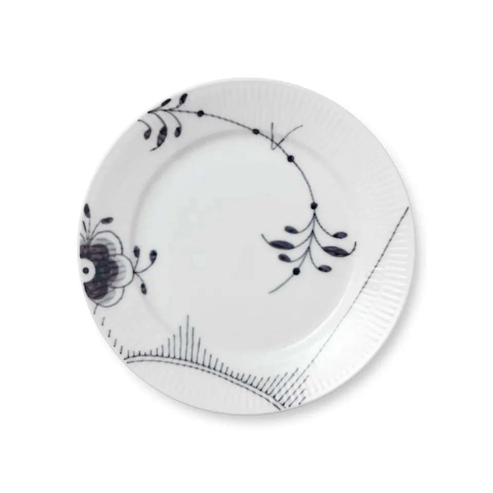 Kgl. Porcelæn Sort Mega Riflet tallerken 22 cm dekoration 2