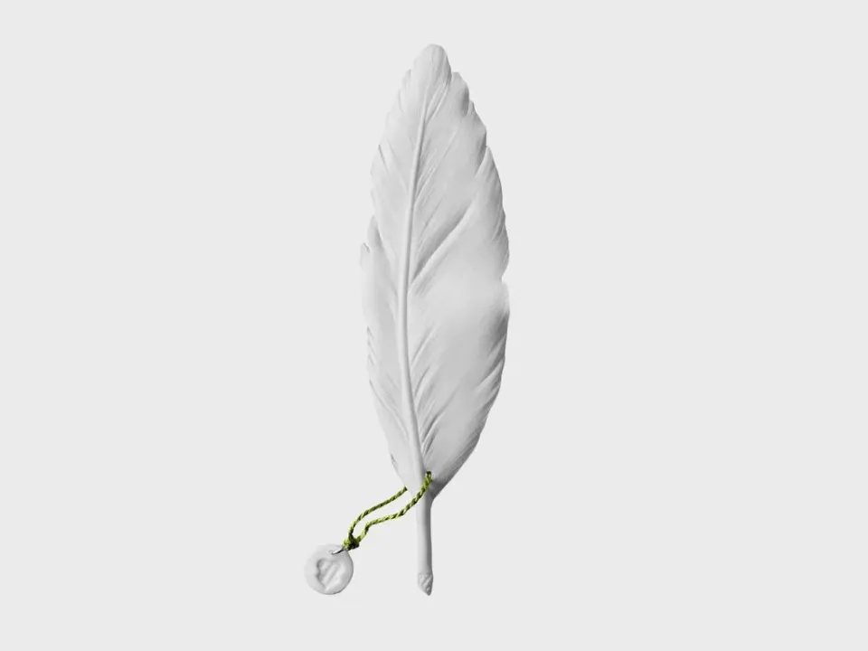Nymphenburg Lucky Feathers fjer hvid porcelæn pynt