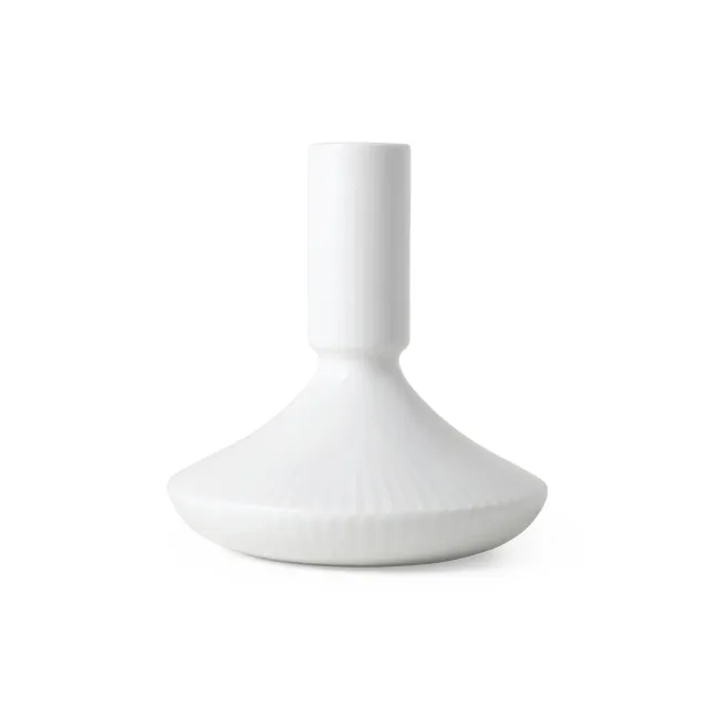 Kgl. Porcelæn Hvid Riflet lysestage 12 cm hvid