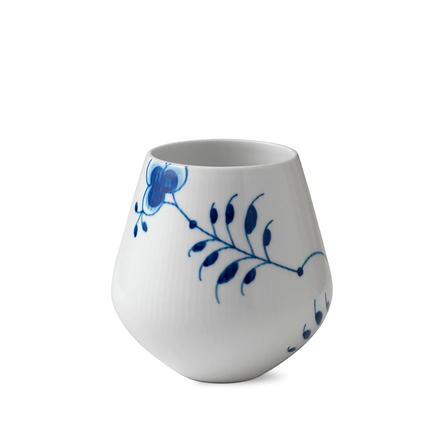 Kgl. Porcelæn Blå Mega Riflet vase 15 cm håndmalet