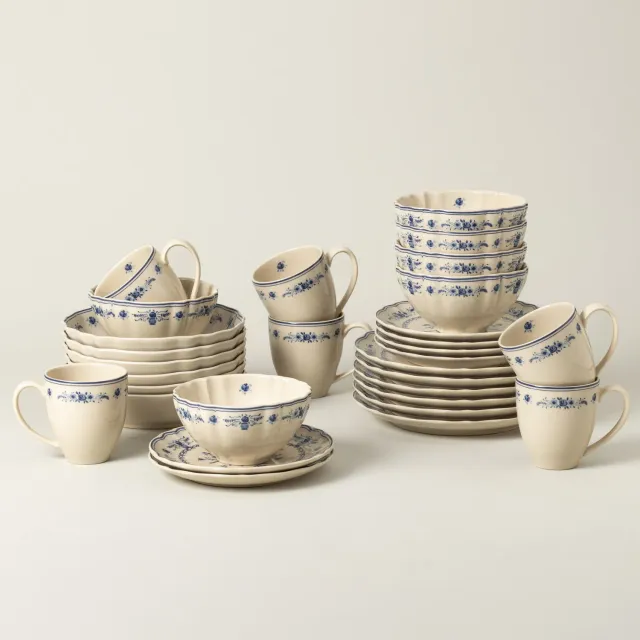 Costa Nova Vila middagssæt 30 dele beige-blue stentøj