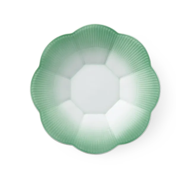 Kgl. Porcelæn Iris skål grøn 25 cm dyb blomsterkant