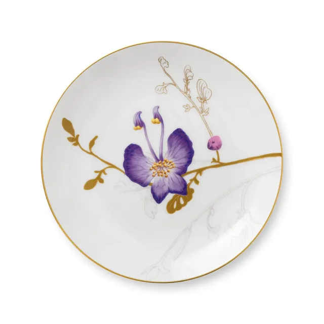 Kgl. Porcelæn Flora tallerken Stedmoderblomst 22 cm porcelæn