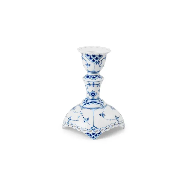 Kgl. Porcelæn Musselmalet Helblonde lysestage 13,5 cm