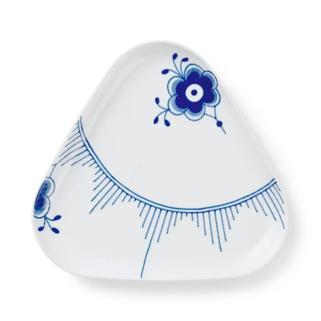 Royal Copenhagen Blå Mega Riflet fad 23 cm trekantet