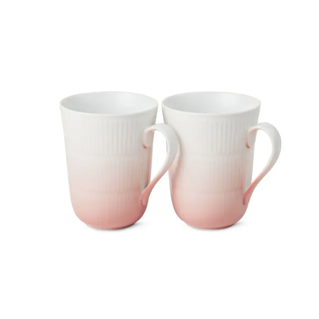 Kgl. Porcelæn Iris kop koral 36 cl 2 stk riflet