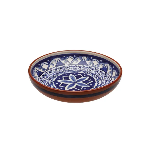 Costa Nova Alentejo serveringsskål lav terracotta blå-hvid