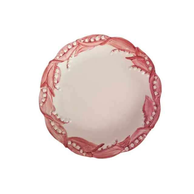 Les Ottomans Lily of the Valley dæktallerken rosa håndmalet