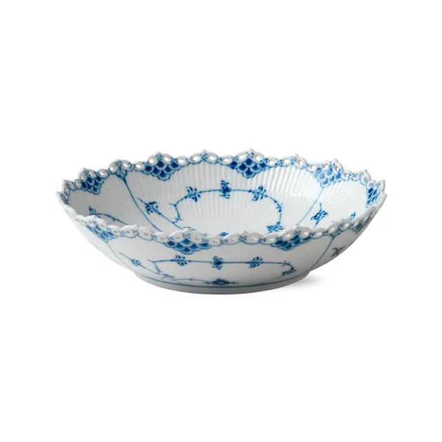 Kgl. Porcelæn Musselmalet Helblonde skål 140 cl blondekant