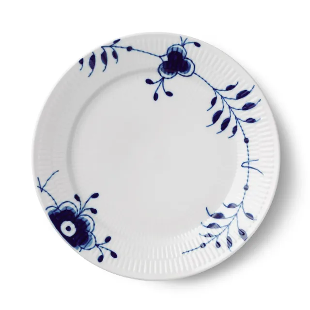 Kgl. Porcelæn Blå Mega Riflet tallerken dek. 8 27 cm porcelæn