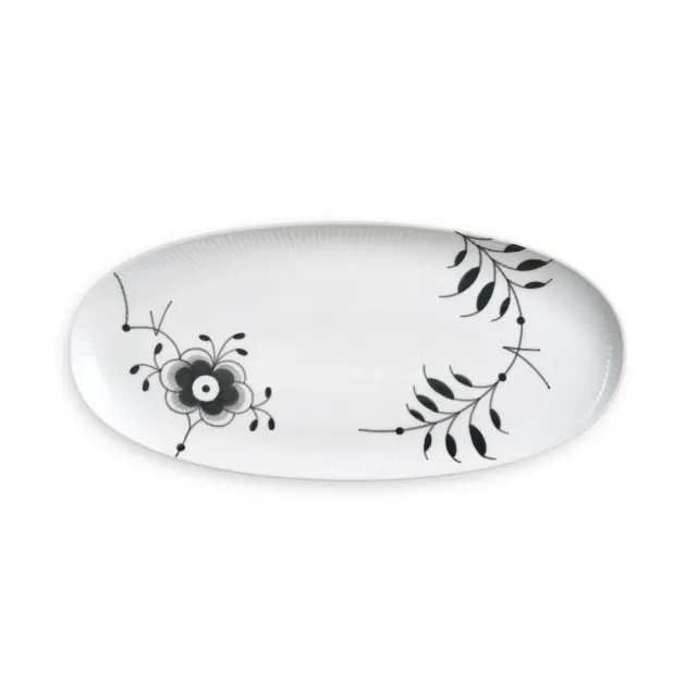 Kgl. Porcelæn Sort Mega Riflet fad 37 cm porcelæn