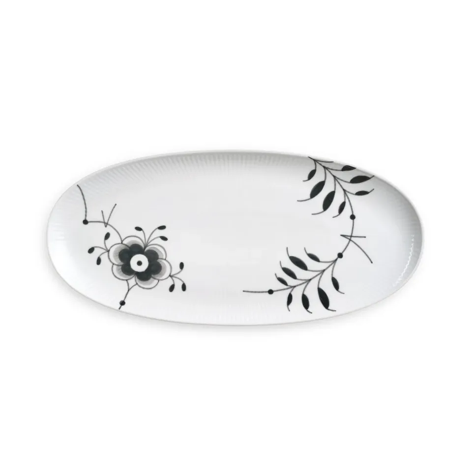Kgl. Porcelæn Sort Mega Riflet fad 37 cm porcelæn