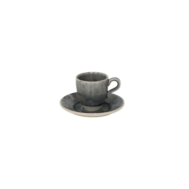 Costa Nova Madeira kaffekop med underkop grå blank