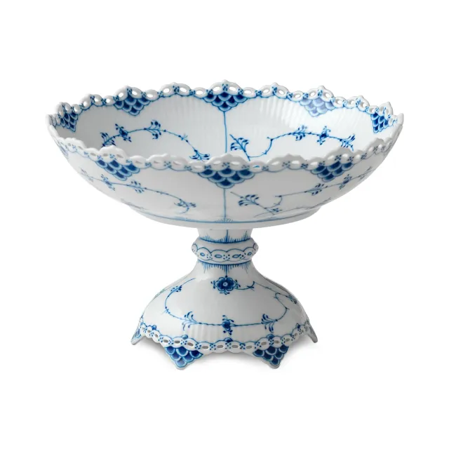 Royal Copenhagen Musselmalet Helblonde skål på høj fod 140 cl porcelæn