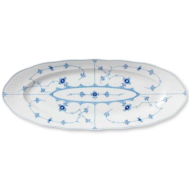Kgl. Porcelæn Musselmalet Riflet fad 60 cm håndmalet