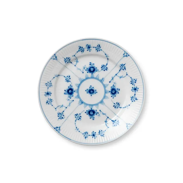 Kgl. Porcelæn Musselmalet Riflet tallerken 19 cm håndmalet