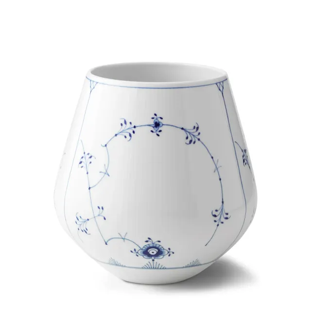 Kgl. Porcelæn Musselmalet Riflet vase 20,5 cm porcelæn