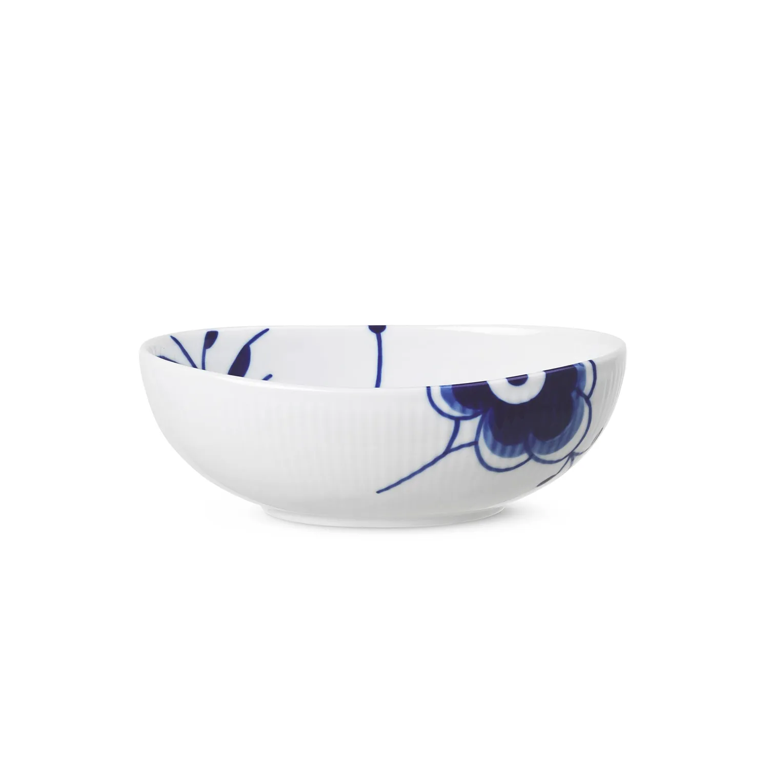 Kgl. Porcelæn Blå Mega Riflet oval skål 37 cl musselmalet