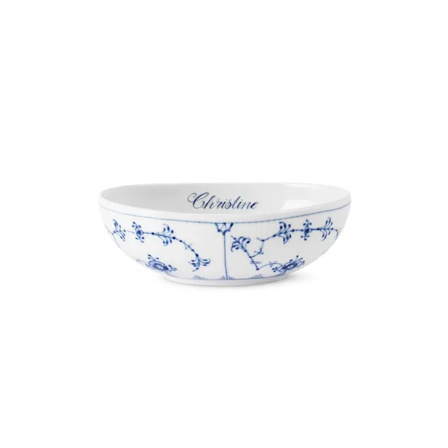 Royal Copenhagen Musselmalet Riflet oval skål 37 cl Bespoke håndmalet