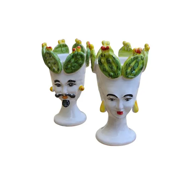 Les Ottomans Sicily Sculpture vase sæt 2 håndmalet