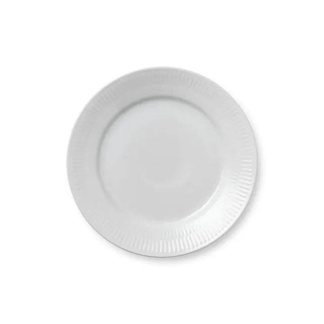 Kgl. Porcelæn Hvid Riflet tallerken 19 cm hvid porcelæn