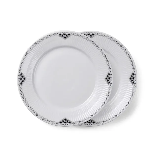 Kgl. Porcelæn Sort Blonde tallerken 22 cm 2 stk håndmalet