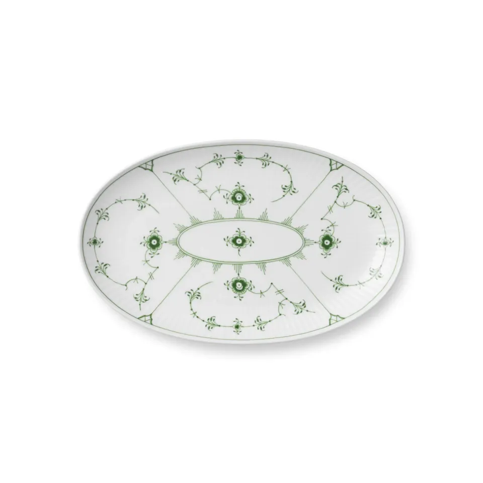 Kgl. Porcelæn Grøn Musselmalet asiet 23,5 cm porcelæn
