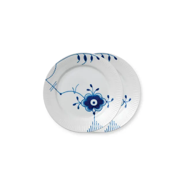 Kgl. Porcelæn Blå Mega Riflet tallerken 19 cm 2 stk.