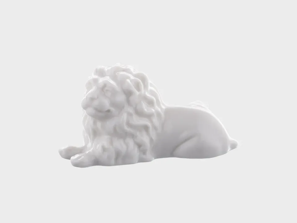 Nymphenburg Løwe porcelænsfigur hvid lille