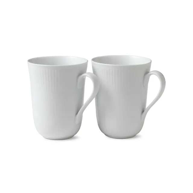 Kgl. Porcelæn Hvid Riflet kop 36 cl 2 stk hvid
