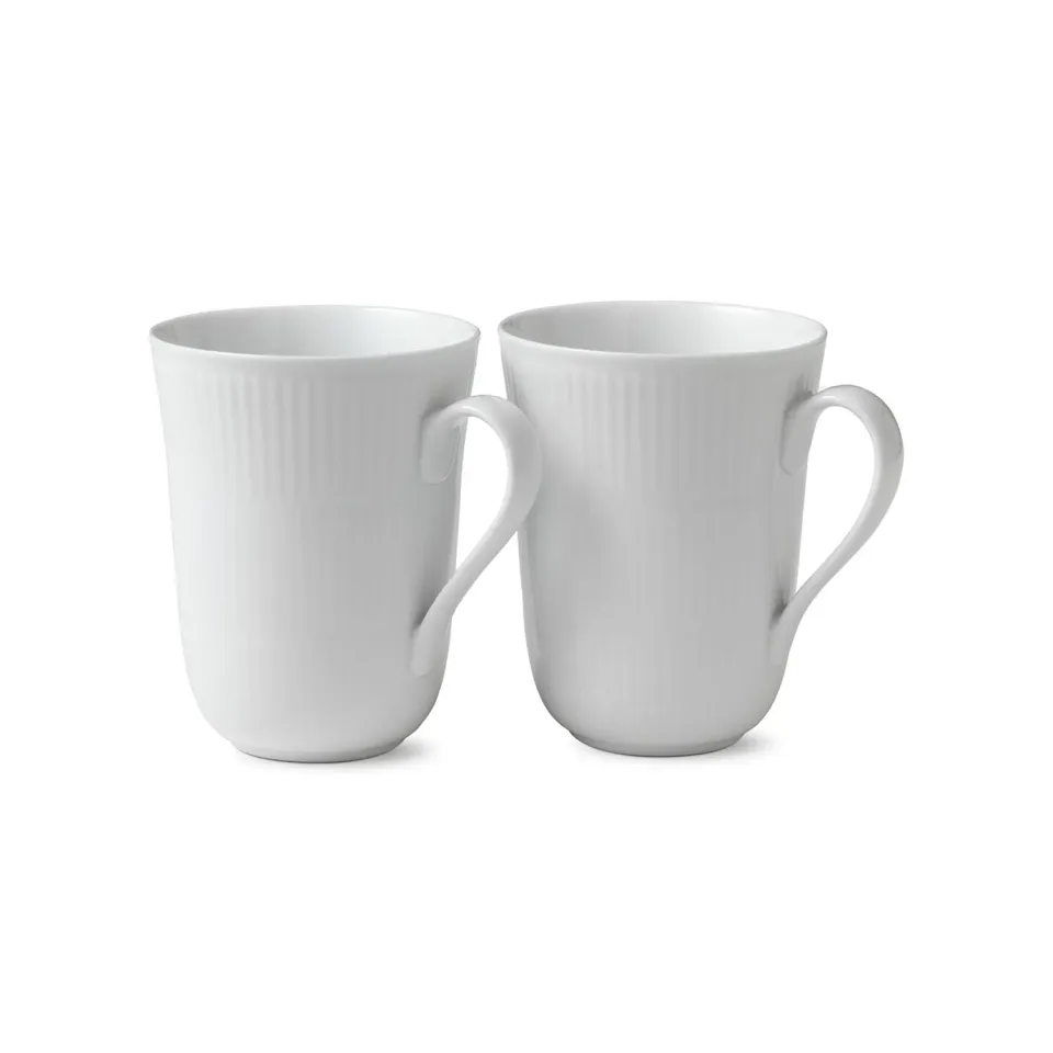 Kgl. Porcelæn Hvid Riflet kop 36 cl 2 stk hvid