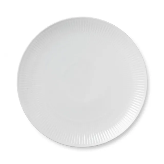 Kgl. Porcelæn Hvid Riflet coupe tallerken 27 cm