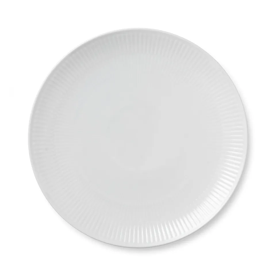 Kgl. Porcelæn Hvid Riflet coupe tallerken 27 cm