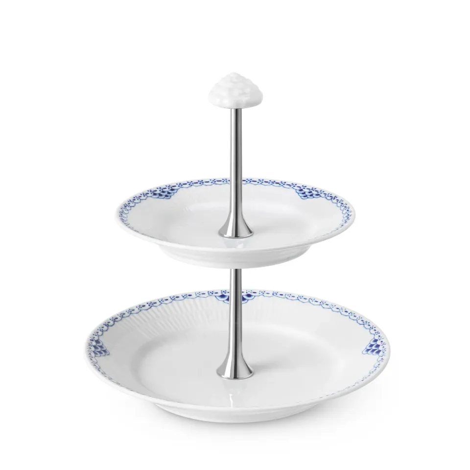 Kgl. Porcelæn Prinsesse étagère 2 lag blå