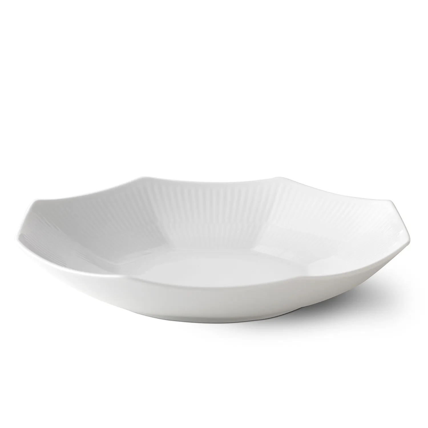 Kgl. Porcelæn Hvid Riflet skål 25 cm ottekantet