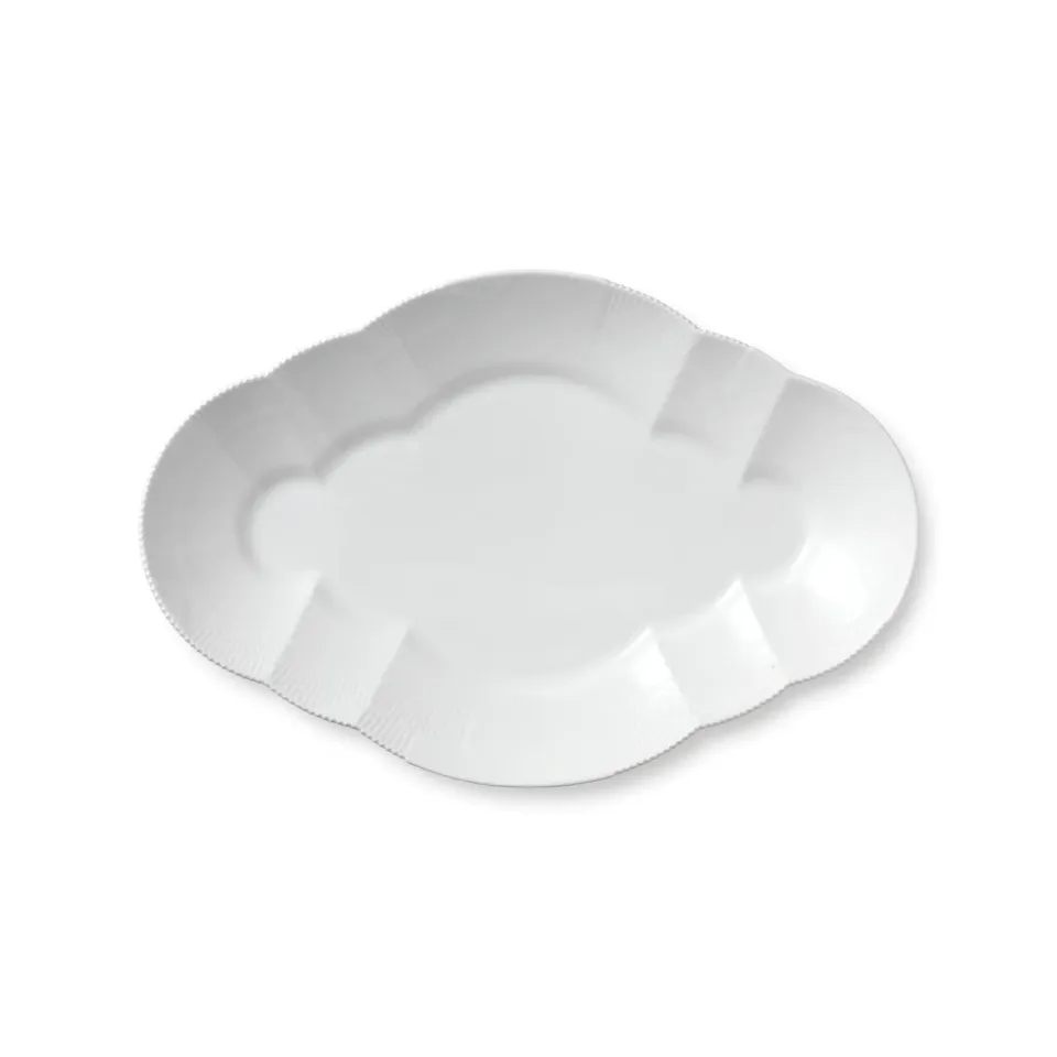 Kgl. Porcelæn Hvid Elements fad 38,5 cm serveringsfad